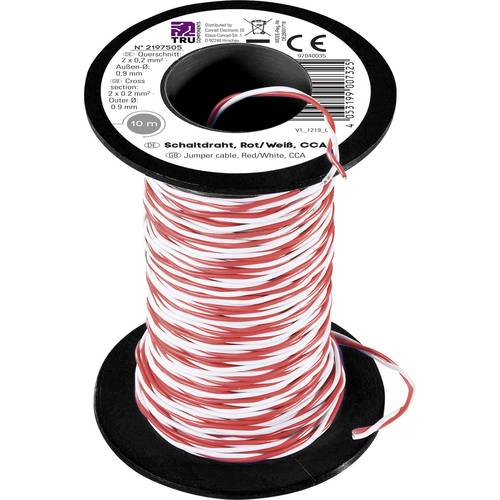 TRU COMPONENTS TC-8790020 Schaltdraht 2 x 0.20 mm² Rot, Weiß 10 m