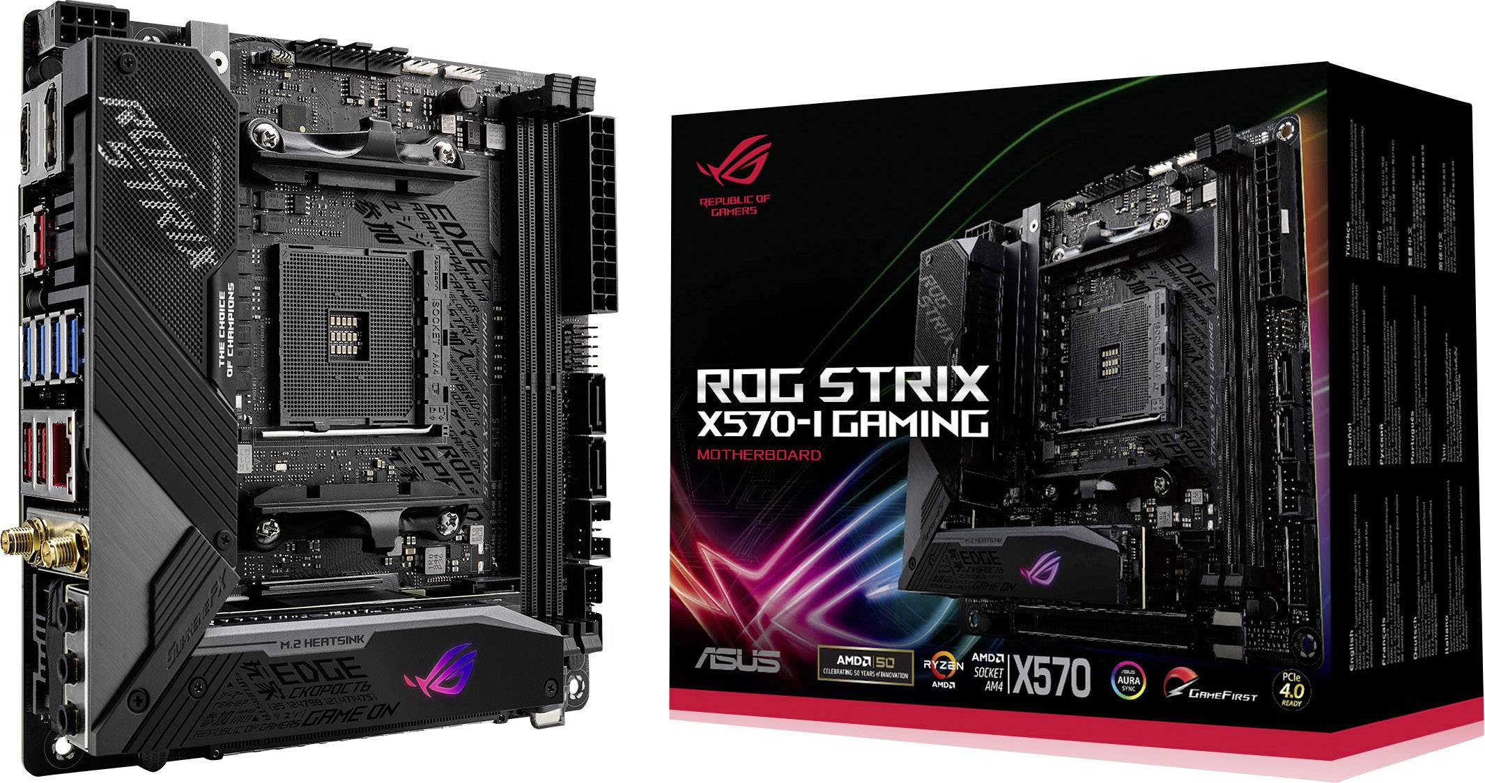 Asus ROG STRIX X570-I GAMING Mainboard Sockel (PC) AMD® AM4 Formfaktor (Details) Mini-ITX Mainboard-Chipsatz AMD® X570-0
