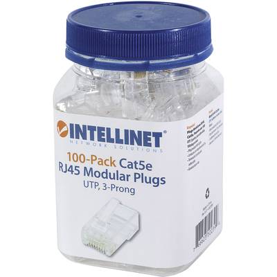 Intellinet neu Intellinet 100er-Pack Cat5e RJ45-Modularstecker UTP 3-Punkt-Aderkontaktierung für Massivdraht 100 Stecker