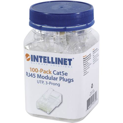 Intellinet Kabel Intellinet 100er-Pack Cat5e RJ45-Modularstecker UTP 3-Punkt-Aderkontaktierung für Massivdraht 100 Steck...
