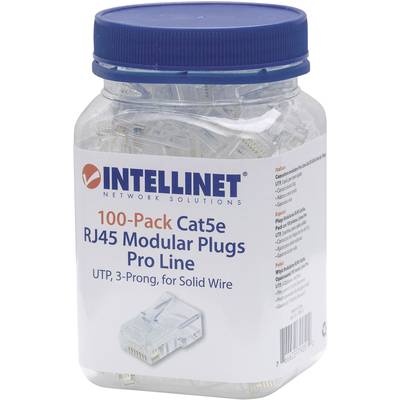 Intellinet  Intellinet 100er-Pack Cat5e RJ45-Modularstecker Pro Line UTP 3-Punkt-Aderkontaktierung für Massivdraht 100 S