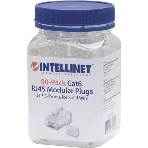 Intellinet Kabel Intellinet 90er-Pack Cat6 RJ45-Modularstecker UTP 3-Punkt-Aderkontaktierung für Massivdraht 90 Stecker ...