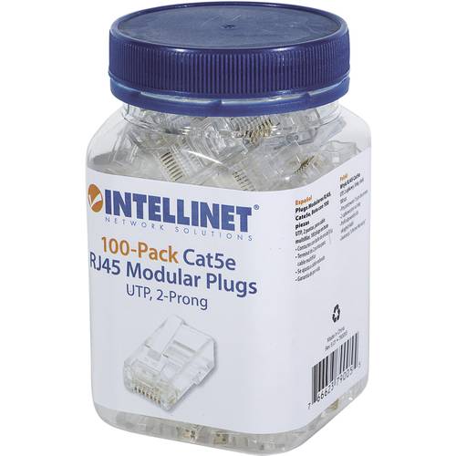 Intellinet Intellinet 100er Pack Cat5e RJ45 Modularstecker UTP 2-Punkt-Aderkontaktierung für Litzendraht 100 Stecker pro...