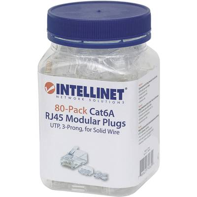 Intellinet  Intellinet 80er-Pack Cat6A RJ45-Modularstecker UTP 3-Punkt-Aderkontaktierung für Massivdraht 80 Stecker im B