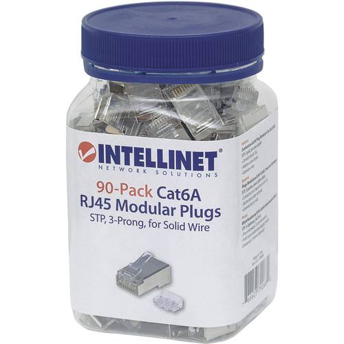 Intellinet Intellinet 90er-Pack Cat6A RJ45-Modularstecker STP 3-Punkt-Aderkontaktierung für Massivdraht 90 Stecker im Be...