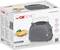 Verpackung eines grauen Toasters der Marke Clatronic, Modell TA 3565, mit Bild eines Toasters und Brotscheiben.