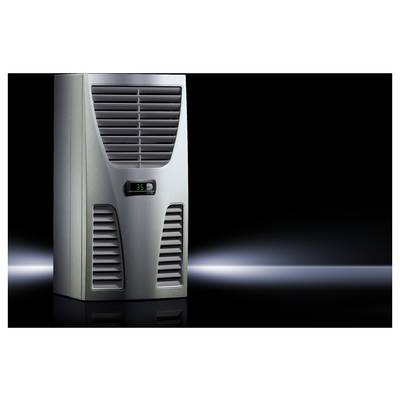 Metallisches Klimagerät mit digitaler Temperaturanzeige zeigt 35 Grad an, vor einem dunklen Hintergrund mit Lichteffekt.