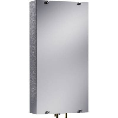 Rechteckiges, silbernes Metallgehäuse mit abgerundeten Ecken und mehreren Gewindebolzen an der Unterseite. Geeignet für technische Installationen.