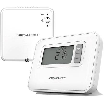 Ein digitales Thermostat zeigt 21 °C an. Das Gerät verfügt über Plus- und Minus-Tasten zur Temperatureinstellung.
