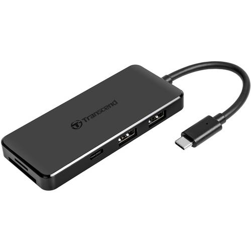 Transcend TS-HUB5C USB 2.0-Hub mit eingebautem SD-Kartenleser, mit USB-C® Stecker, mit Schnellladeport Schwarz