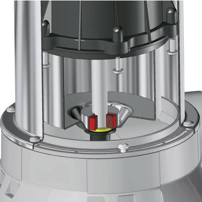 Eine technische Illustration eines Maschinenteils mit sichtbaren Zahnrädern und mechanischen Komponenten im Inneren.