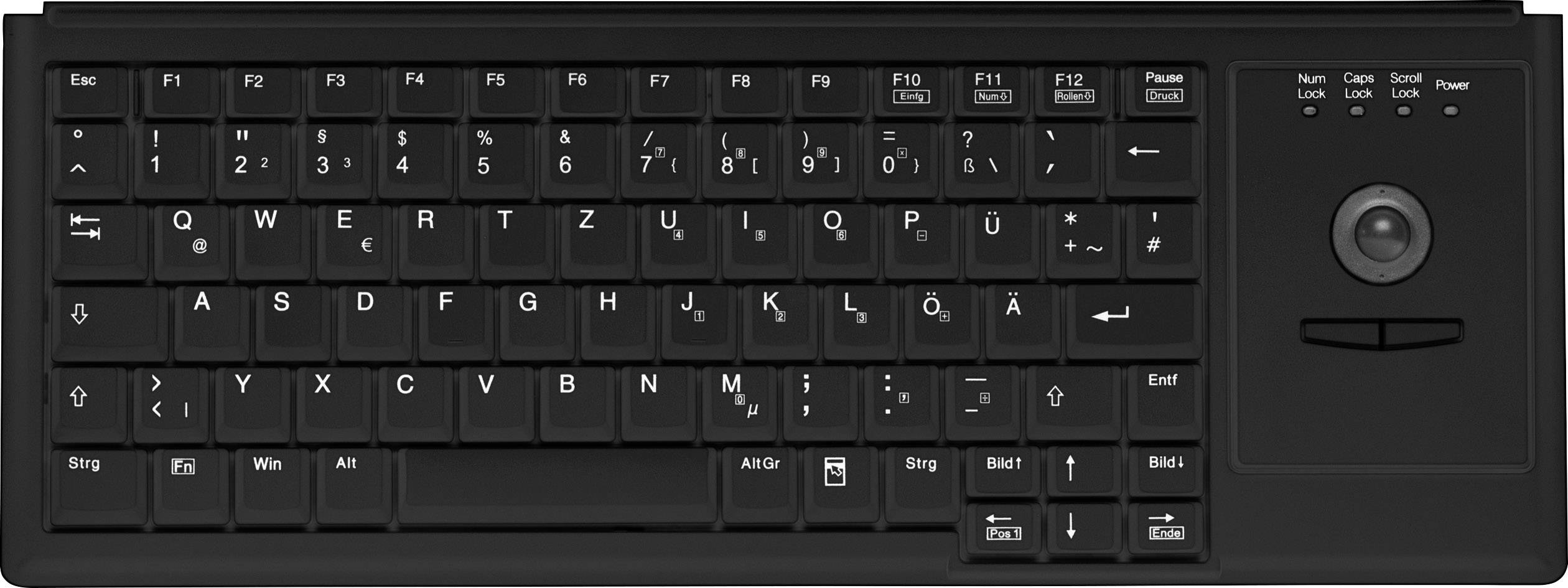 Contour Active Key AK-4400-TU-B/US USB Tastatur US-Englisch, QWERTY Schwarz Integrierter Trackball, Maustasten-0