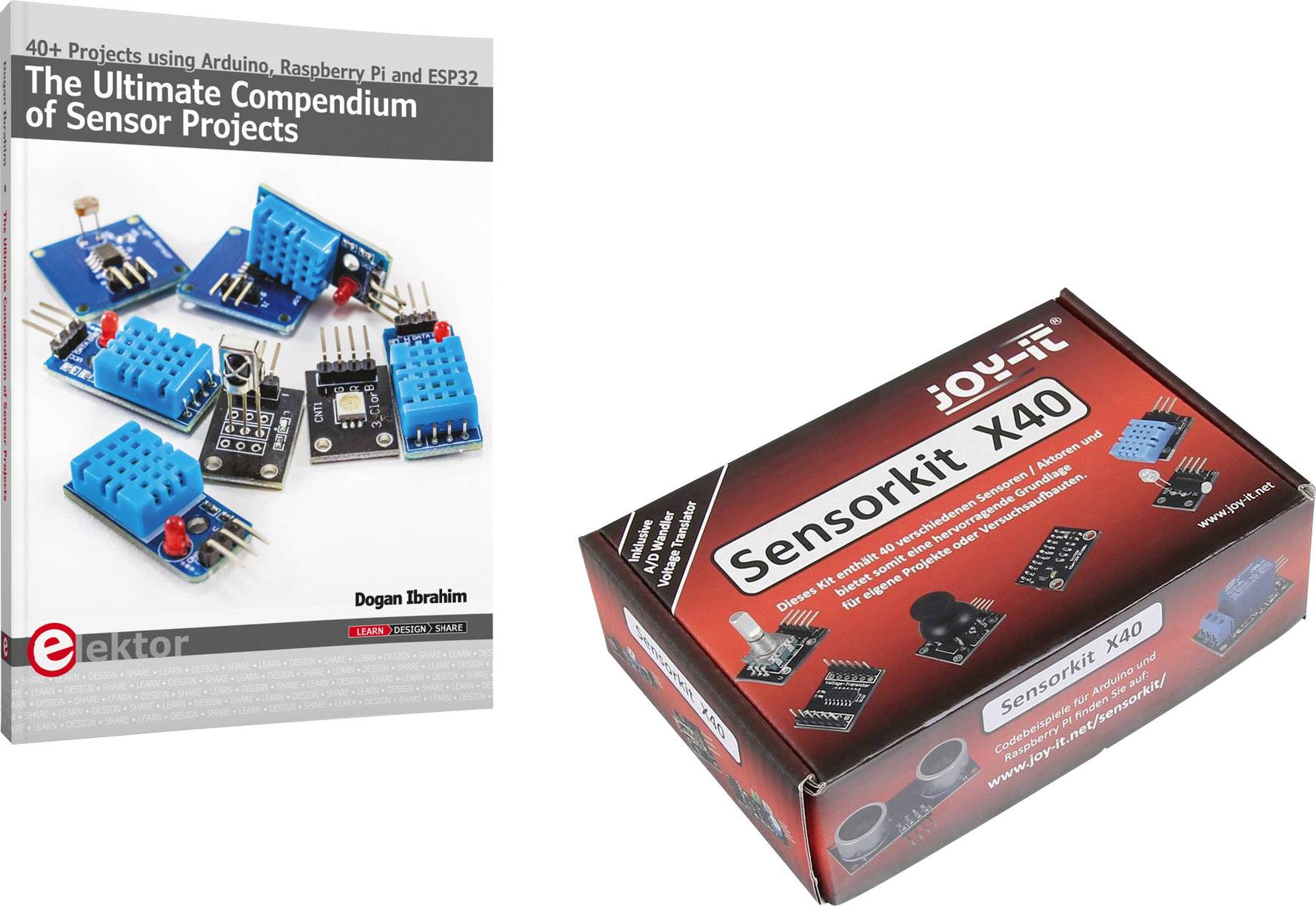 JOY-IT Sensor-Kit SEN-Kit X40 + Lehrbuch - Geeignet für: Arduino, Banana Pi, Raspberry Pi®