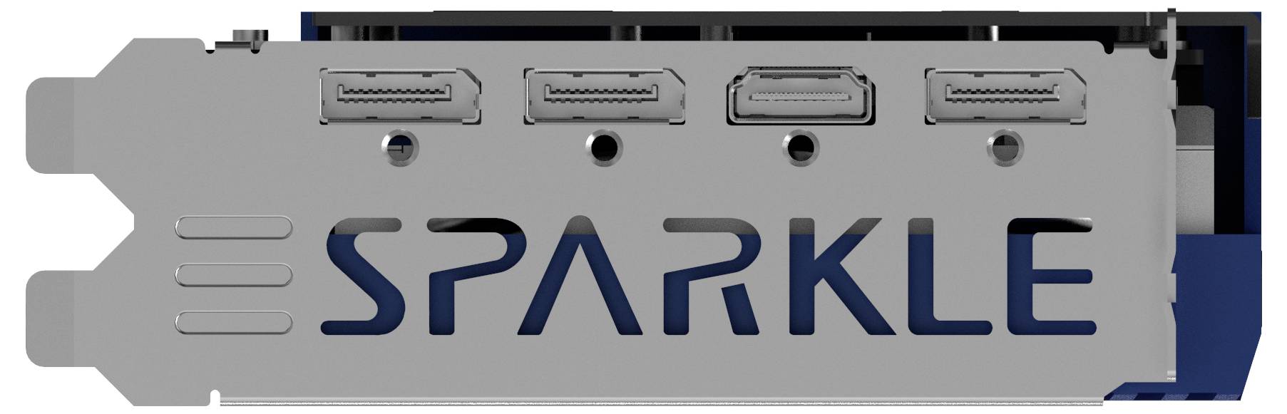 Grafikkarte mit drei Anschlussports und dem Schriftzug 'SPARKLE' auf der Abdeckung.