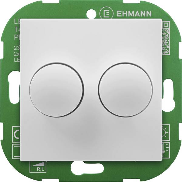 Ehmann 4295x0700 Drehdimmer Geeignet für Leuchtmittel: LED-Lampe, Glühlampe, Halogenlampe Weiß (RAL 9016)
