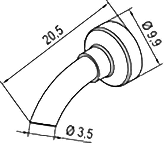 Technische Zeichnung eines Rohres mit Maßen: Länge 20,5 cm, Außendurchmesser 0,9 cm, Innendurchmesser 3,5 cm.