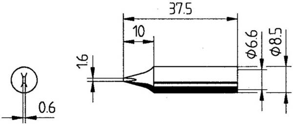Ersa 0842YD Lötspitze Meißelform, ERSADUR Spitzen-Größe 1.6 mm Spitzen-Länge 37.5 mm Inhalt 1 St.