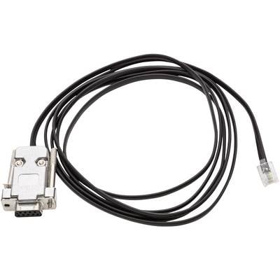 Ein schwarzes Datenkabel mit einem silbernen, rechteckigen Stecker auf der einen Seite und einem transparenten Stecker auf der anderen Seite.