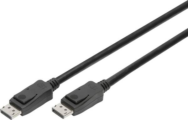 Digitus DisplayPort Anschlusskabel DisplayPort Stecker, DisplayPort Stecker 5.00 m Schwarz AK-340106-050-S vergoldete Steckkontakte, doppelt geschirmt, Geflechtschirm, Gesamtschirm, Geschirmt, Rund DisplayPort-Kabel