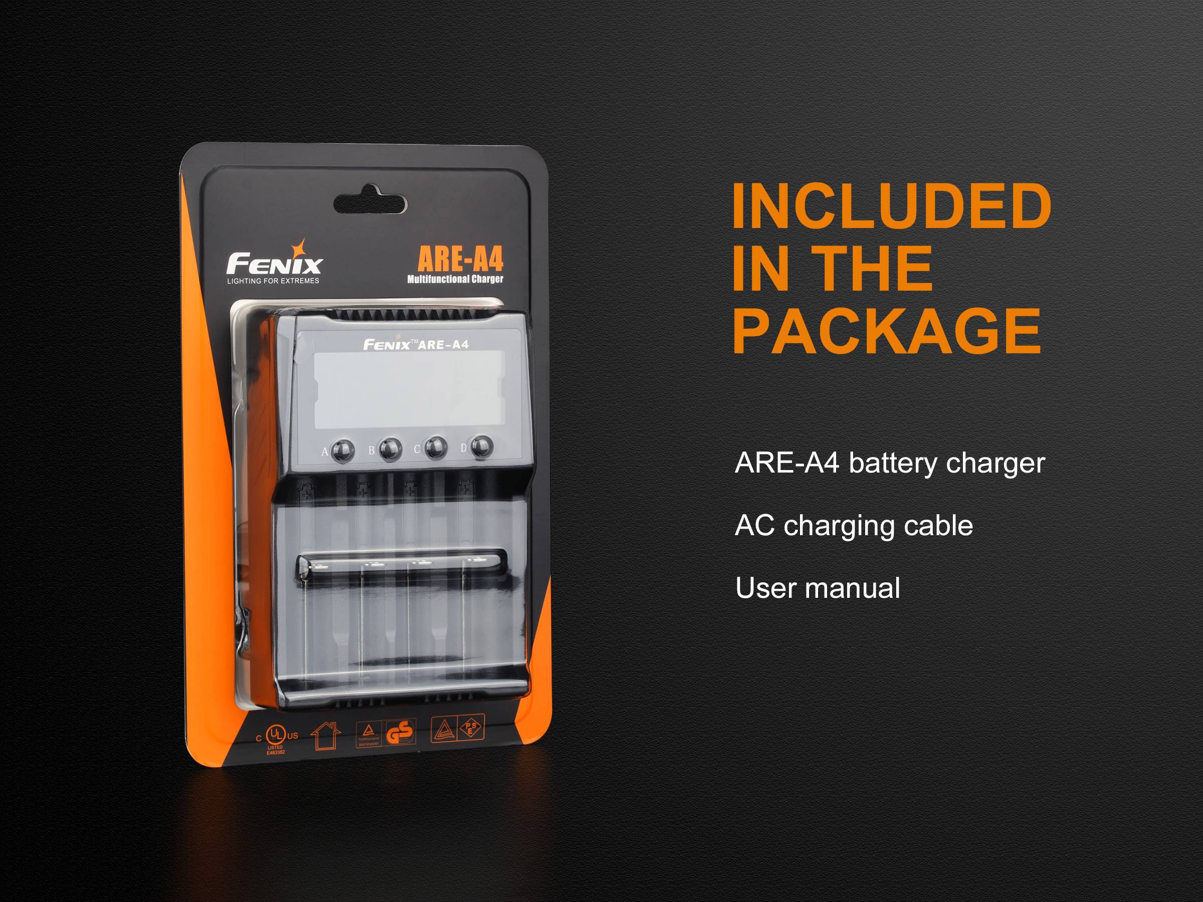 Fenix Light ARE-A4 Rundzellen-Ladegerät NiCd, NiMH, LiIon 10340, 10350, 10440, 10500, 12500, 12650, 13500, 13650, 14500,-5