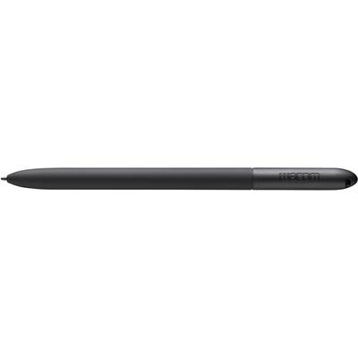 Ein schwarzer, schlanker Eingabestift mit dem Logo 'Wacom' auf der Seite, geeignet für Grafikanwendungen.