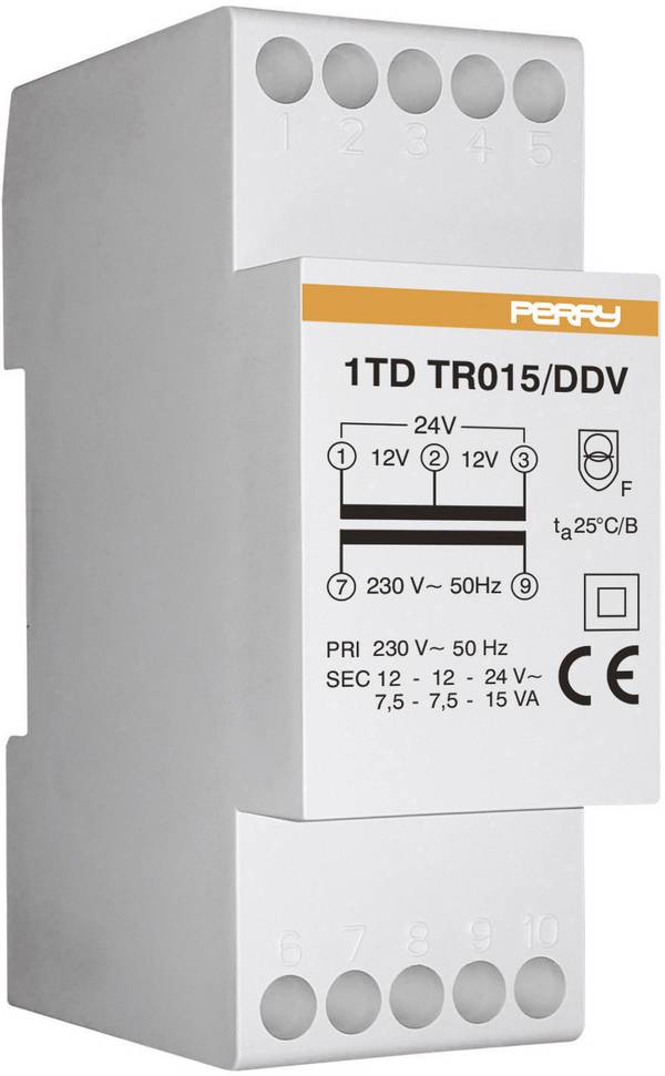 Wallair 1TDTR015/DDV15VA Klingel-Transformator 12 V, 24 V