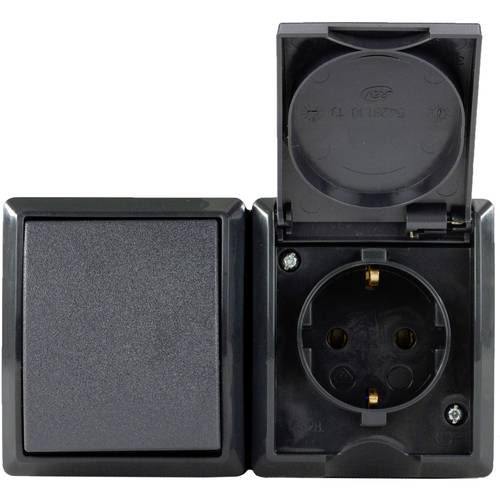 REV 0007861900 Aufputz-Steckdose mit Schalter IP44 Anthrazit