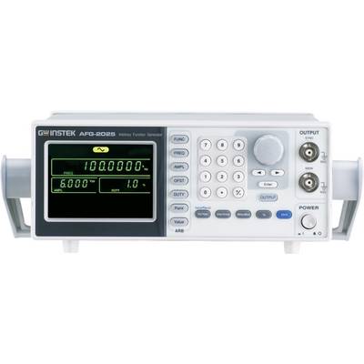 Zwei-Tasten-Generator mit digitalem Display, das Frequenz und Amplitude anzeigt. Drehknopf und Tasten zur Einstellung an der Vorderseite.