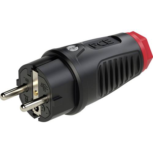 PCE 0522-sr Schutzkontaktstecker Vollgummi, Thermoplast 250 V Schwarz, Rot IP54