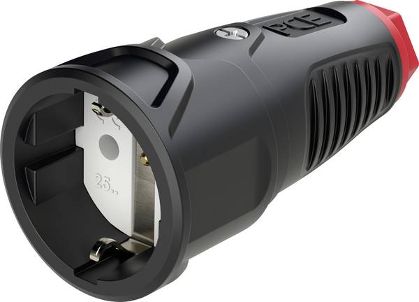 PCE 2510-sr Schutzkontaktkupplung Gummi, Thermoplast  250 V Schwarz, Rot IP20