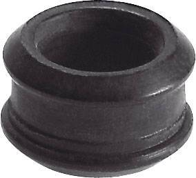 Ein schwarzes, rundes Gummibuchse, oft verwendet zur Abdichtung oder Dämpfung in mechanischen Anwendungen.