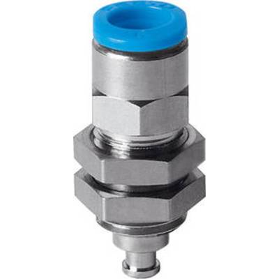 Ein silbernes Pneumatikventil mit blauem Deckel, bestehend aus mehreren verschraubten Segmenten. Hauptsächlich aus Metall gefertigt.