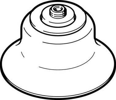 Zeichnung einer runden, flachen Basis mit zentralem Gewindeanschluss, möglicherweise Teil eines Maschinen- oder Gerätebauteils.