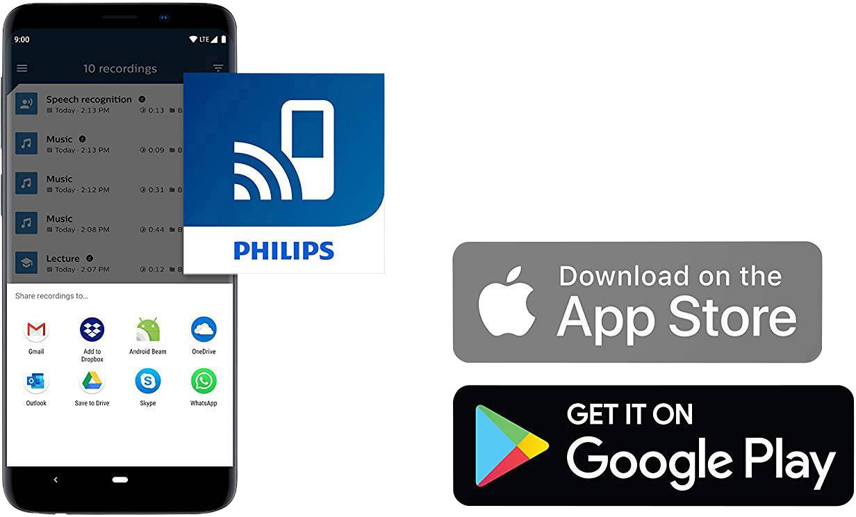 Philips DVT-8110 Digitales Diktiergerät Aufzeichnungsdauer (max.) 2147 h Anthrazit, Chrom-6