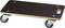 Ein flacher, rechteckiger Transportroller aus Holz mit vier Rollen und einem Griffloch, ideal zum Bewegen von Lasten.