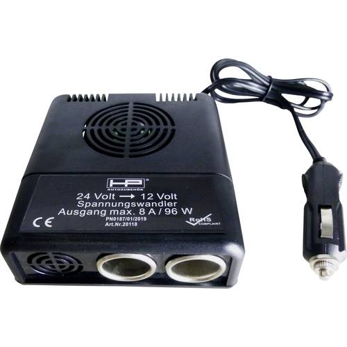 HP Autozubehör 20118 24V > 12V Spannungswandler 96 W 1 St. (L x B x H) 11.5 mm x 11 cm x 4.5 cm Ausgangsspannung (Detail...
