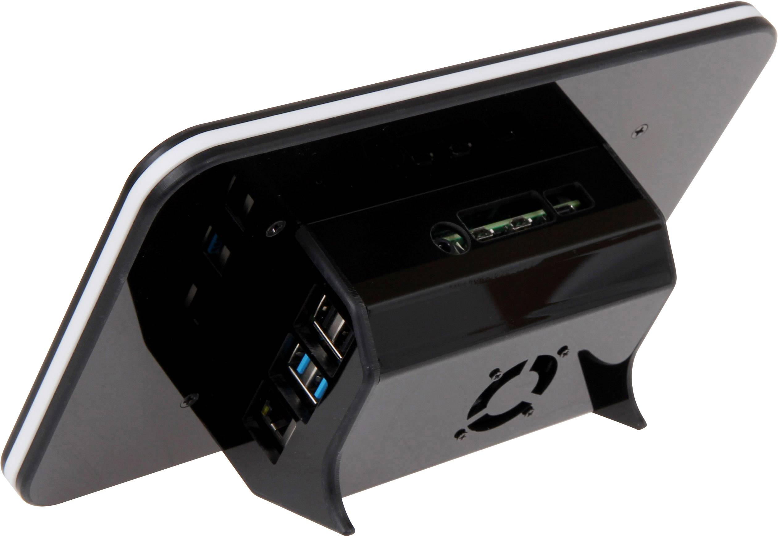 Ein Smart Touchscreen-Display mit mehreren USB-Anschlüssen und Lüftungsschlitzen auf der Rückseite.