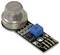 Gasssensormodul mit einem zylindrischen metallischen Sensor und einem blauen Potentiometer auf einer schwarzen Leiterplatte, verwendet zur Gaserfassung.