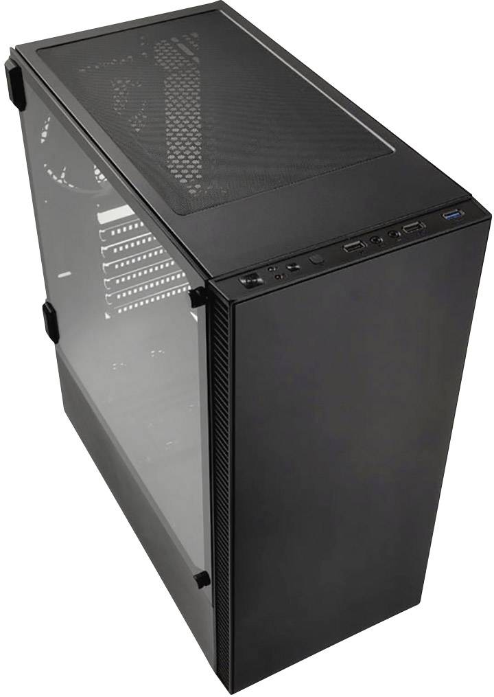 Kolink Castle Midi-Tower Gaming-Gehäuse Schwarz 2 vorinstallierte Lüfter, Seitenfenster, Staubfilter-1