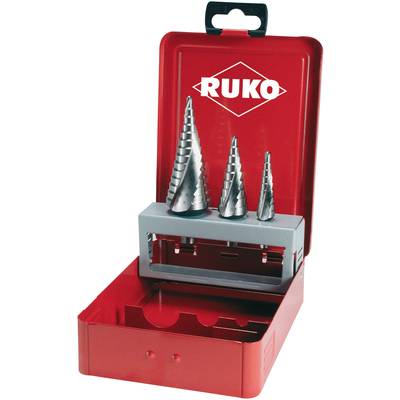 RUKO 101026 Stufenbohrer-Set 3teilig 4 - 12 mm, 4 - 20 mm, 4 - 30 mm HSS   3-Flächenschaft 1 Set