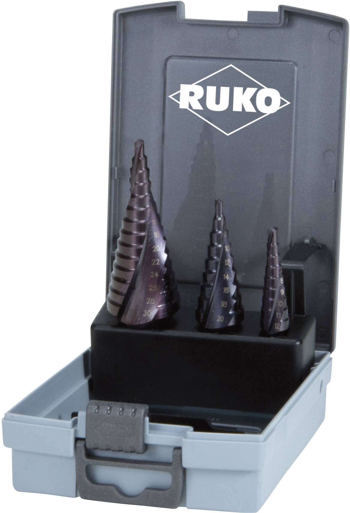 RUKO 101026FRO Stufenbohrer-Set 3teilig 4 - 12 mm, 4 - 20 mm, 4 - 30 mm HSS 3-Flächenschaft 1 S