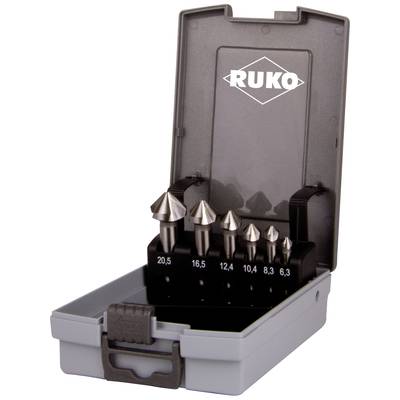 RUKO  102152ERO Kegelsenker-Set 6teilig 6.3 mm, 8.3 mm, 10.4 mm, 12.4 mm, 16.5 mm, 20.5 mm HSSE-Co 5  Zylinderschaft 1 S