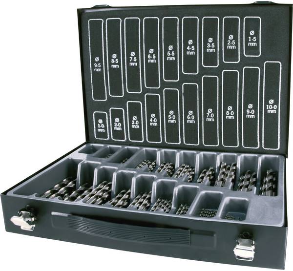 RUKO A214200  HSS Metall-Spiralbohrer-Set 170teilig 1 mm, 1.5 mm, 2 mm, 2.5 mm, 3 mm, 3.5 mm, 4 mm, 4.5 mm, 5 mm, 5.5 mm, 6 mm, 6.5 mm, 7 mm, 7.5 mm, 8 mm, 8.5 mm, 9 mm, 9.5 mm, 10 mm  geschliffen DIN 338 Zylinderschaft 1 Set