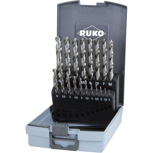 RUKO 214214RO HSS-G Metall-Spiralbohrer-Set 19teilig 1 mm, 1.5 mm, 2 mm, 2.5 mm, 3 mm, 3.5 mm, 4 mm, 4.5 mm, 5 mm, 5.5 m...