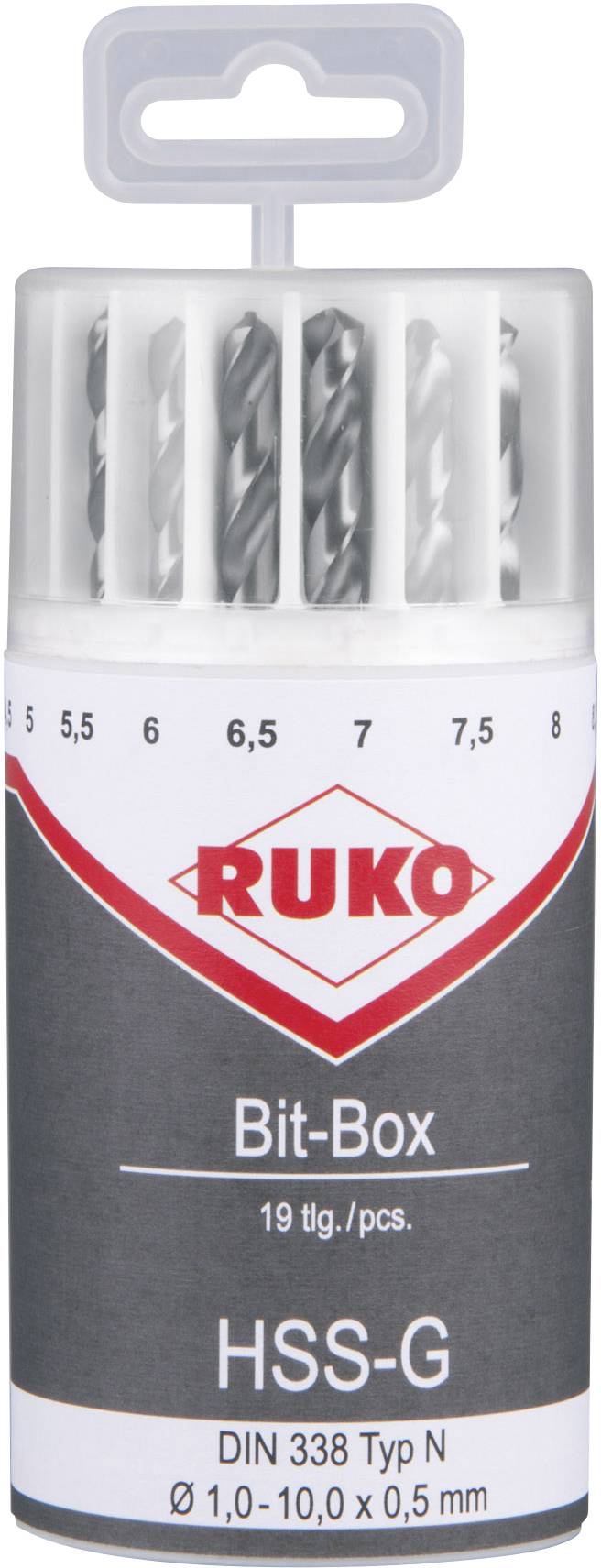 RUKO 214225 HSS-G Metall-Spiralbohrer-Set 19teilig DIN 338 Zylinderschaft 1 Set