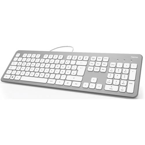 Hama KC-700 USB Tastatur Deutsch, QWERTZ Silber, Weiß