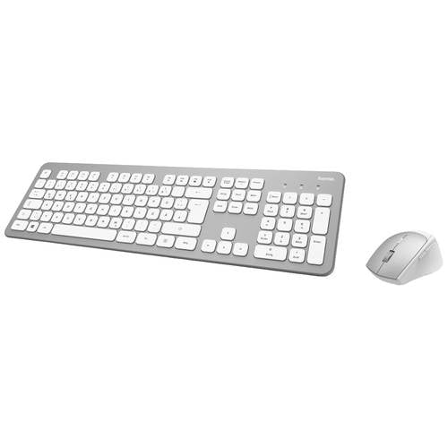 Hama KMW700 Funk Tastatur, Maus-Set Deutsch, QWERTZ Silber, Weiß