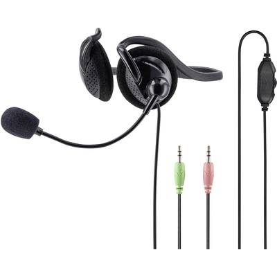Hama NHS-P100 Computer On Ear Headset kabelgebunden Stereo Schwarz  Lautstärkeregelung, Mikrofon-Stummschaltung