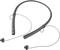 Kabellose In-Ear-Kopfhörer mit Nackenbügel, schwarz, transportabel, geeignet für Musik oder Anrufe unterwegs.