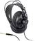 Schwarze Over-Ear-Kopfhörer mit gepolsterten Ohrmuscheln und Kabelanschluss, geeignet für professionelles Audio-Equipment.